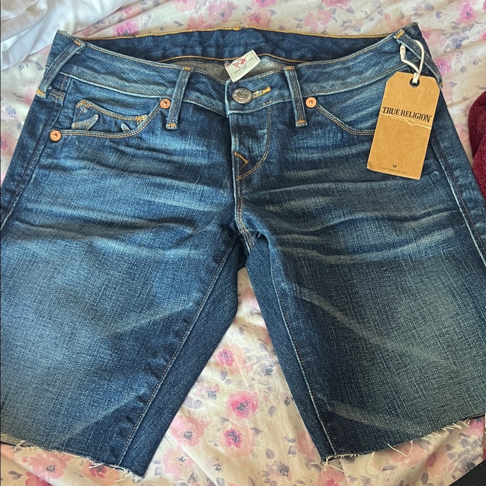 True Religion Cropped Denim Shorts